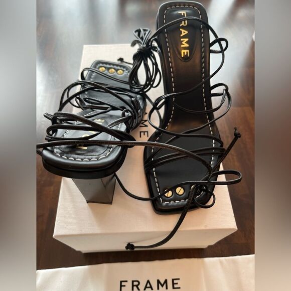 FRAME Le Doheny Heel Sandals Black - Picture 3 of 12